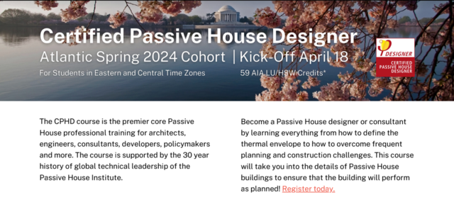 Certified Passive House Designer Training Spring Kickoff